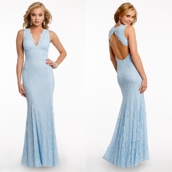 MORGAN & CO GLITTER LACE V-NECK GOWN 🆕 - Picture 1 of 8